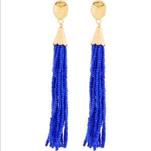 Panacea blue seed bead tassel earrings